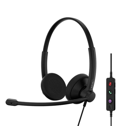 EPOS Impact 100 MS Stereo USB-C+A Headset with Microphone, Certified Microsoft Teams, Noise-Cancelling Mic, Lightweight, Call Control, USB Adapter, Soft Earpads, Professional UC Headphones