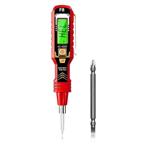 XEWOi Digital Multimeter Tester, 2-in-1 Voltage Tester Pen with LCD Display, Non-Contact AC 450V Electrical Tester with Dual Head & Slotted Screwdriver, LED Light, Buzzer Alarm (Battery Not Included)