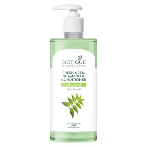 Biotique Fresh Neem Anti Dandruff Shampoo and Conditioner | Controls Dandruff | Eliminates Dryness, Flaking, and Itching | Hair Looks Fresh and Lustrous |Suitable for All Skin Types | 500ml