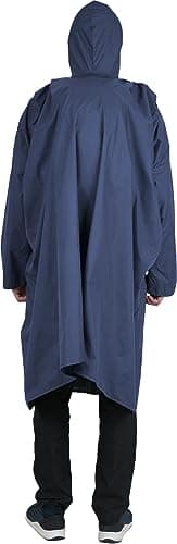 RareWeaves Unisex Waterproof, Reuasable, Lightweight Navy Blue Rain Poncho 4