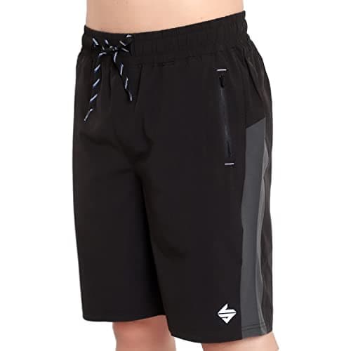 John Ally Gym Shorts for Men | Quick Dry Lightweight Sports Shorts with Zipper Pockets | Regular Fit - Jet Black, L 5