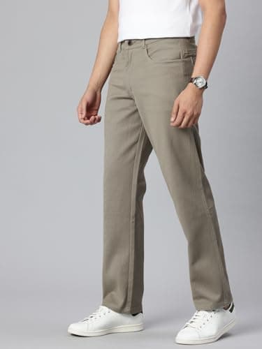 Majestic Man Men's Premium Cotton Blend Trousers | Solid Textured | Button and Zip | Comfort Fit | Side, Back Pockets | Perfect for Casual outings, Office wear & Travel (Stone Grey, 32) 3