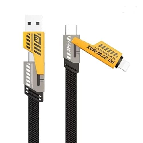4 in 1 Multi Function Fast Charging & Data Transfer cable 65W | Multi-Purpose USB Type C to USB A | Type A to Type C |Type C to Type C | Compatible for iPhones, iPads, Tablets, MacBooks