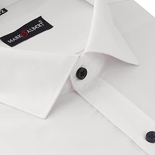 MARK & ALBERT Men's Half Sleeves Cotton Formal Slim Fit Shirt White, 40 4