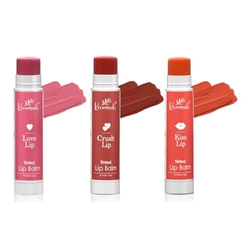 Kaumudi Handmade & 100% Natural 3in1 Lip Balm Combo (Lip Tint|Cheek Tint|Eye Shadow) made with Rose & Saffron Ess. oil | Best for Dry, Damaged & Chapped Lips | Hydrates & Moisturizes (Love - Crush - K