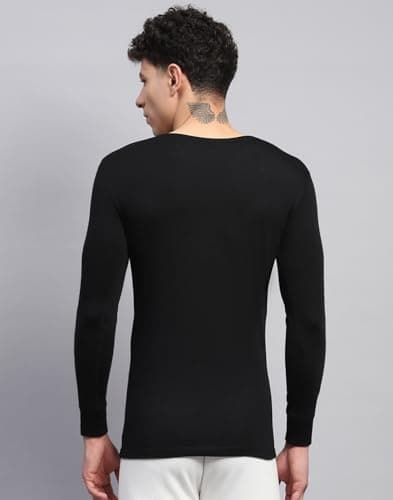 Monte Carlo Mens Solid Black Round Neck Full Sleeve Thermal Vest (624037FS-0-40) 4
