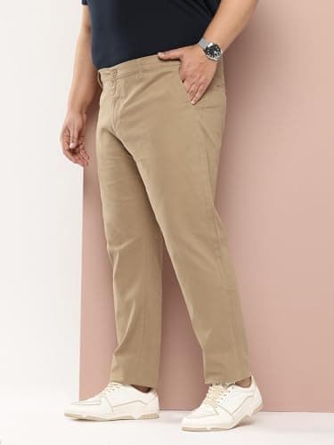 Thomas Scott Men Plus Size Pure Cotton Chinos Trousers(TSB095A_Beige_46) 2