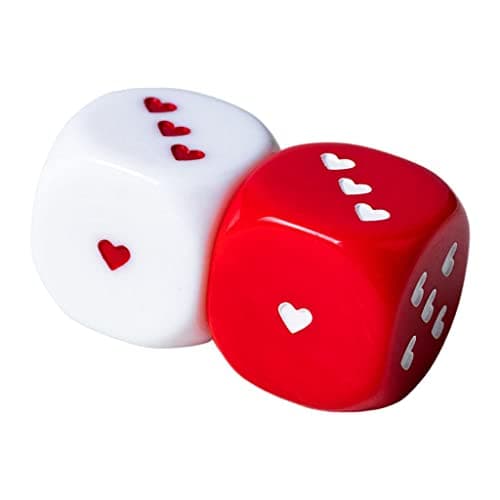 UJEAVETTE 2 PCS Round Corners Acrylic White and Color Six Dice Set Heart Pattern 4