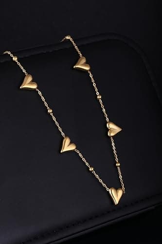 MEENAZ pendant necklace for women Love necklace for woman Gold Heart chains for women stylish/Locket Jewellery Set for Women Anti tarnish jewelry |Stainless Steel Valentine Gifts for Girlfriend 89 5