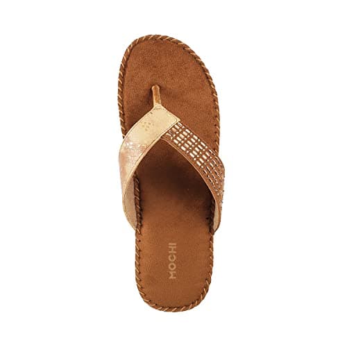 Mochi Womens Synthetic Antic Gold Slippers (Size (7 UK (40 EU)) 6