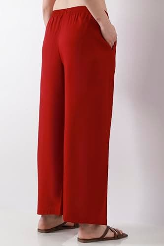 Biba Women Maroon Straight Palazzos_4XL 5