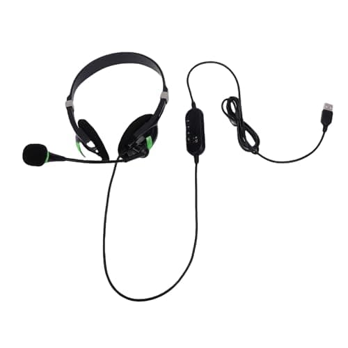 Wisoqu USB Headset with Microphone, Noise Canceling Headset 40mm HD Stereo Wired Headphones for PC Computer Laptop, with in Line Control and Memory Foam Ear Cushion