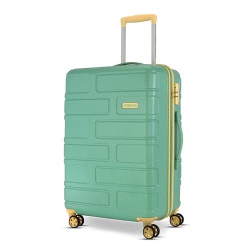 American Tourister Bricklane+ | Medium Size Check-in Trolley Bag (69 cm) | 360° 8 Wheel Travel Luggage | Hard Case Polycarbonate (PC) Suitcase |Mounted Combination Lock | Emerald Green