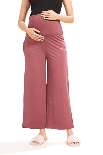 AV2 Women's Cotton Lycra Stretchable Relaxed Fit Maternity Pants | Maternity Yoga Pants | Maternity Trousers Pink Large 5556