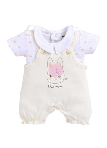 Smart Baby Dungaree Set for Baby Girls | Cotton Romper with T-Shirt | Soft & Breathable Fabric | Cute Embroidery | Snap Button Closure for Easy Diaper Change (Yellow, 3-6 Months)