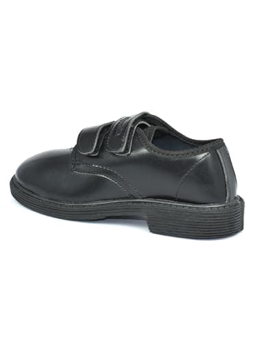 AJANTA School Shoes for Boys | Lightweight& Comfortable | Slip-on Uniform Dress Shoes with Velcro Closure for Quick Wear| Memory Foam Insole & Heel Pad | Anti Skid Outsole Black 4