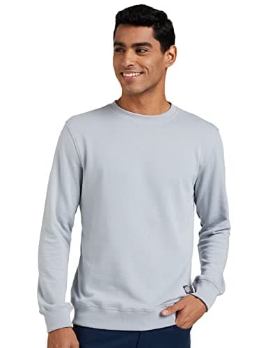 Amazon Brand - Symbol Men's Regular fit Solid Sweatshirt (AW18MNSSW01_Blue Haze_XXL)