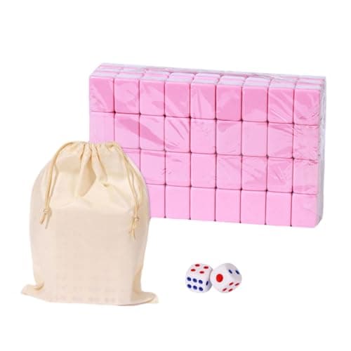 UJEAVETTE Travel Mini Mahjong Set Classic Tiles Games Portable Strategy Boys and Girls 24mm Pink 3