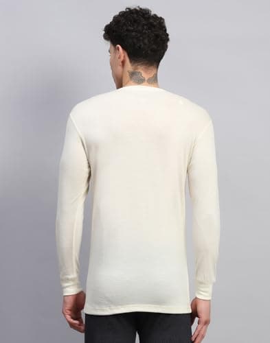 Monte Carlo Mens Solid Cream V Neck Full Sleeve Thermal Vest (624024FS-0-42) 4