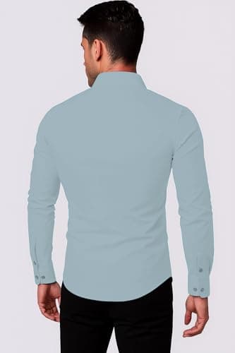 Zartha Men Solid Casual Cotton Shirt (Aqua, 44) 3