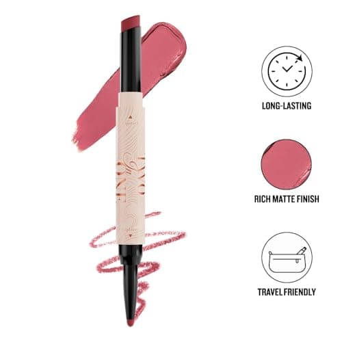 Character Two in One Lipstick & Lipliner | Intense Pigment, Plush Matte Finish, Long-Lasting & Smudge-Proof | Enriched with Vitamin E & Squalane for Nourished, Hydrated Lips (CTO203, 1.6g) 2