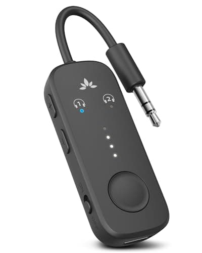 Avantree Relay - Premium Airplane Bluetooth 5.3 Adapter, Supports 2 AirPods or Headphones with aptX Low Latency, 3.5mm AUX Wireless Audio Transmitter for in-Flight Travel, TV, Gym, Tablets
