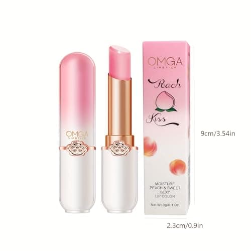 SHOPVILLA Omga Glimmer, Peach Tinted Lip Balm Long Lasting PH Lipstick, Color Changing Lipstick Natural Chapstick, Glitter Pink Shade, Color Changing 3