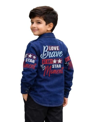 FASHION GRAB Boys Festive & Casual Denim Jacket with Printed T-Shirt Set 2