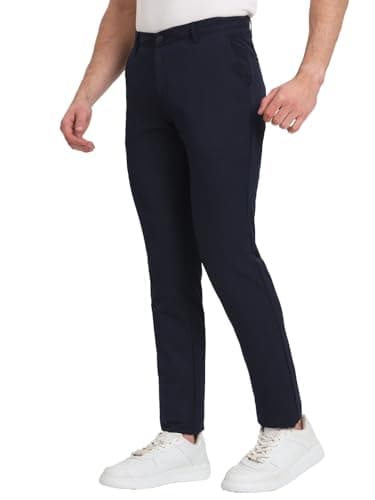 JadeBlue Navy Blue Solid Casual Trouser | Venice Fit | Comfortable Cotton Blend | Versatile Navy Color | Clean Design | Everyday Wear - TK82_36 2