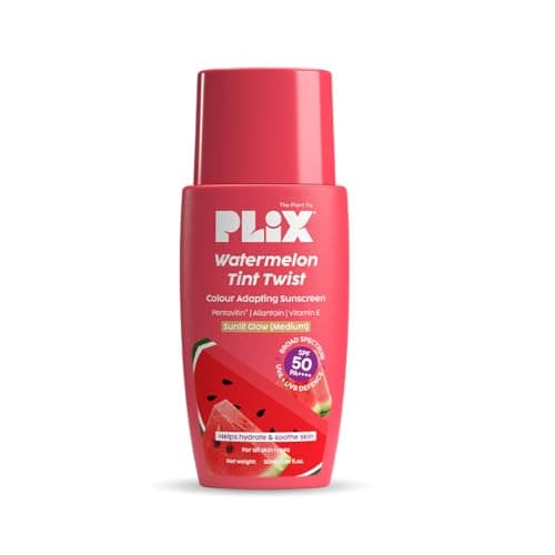 PLIX - THE PLANT FIX Watermelon Tint Twist Color-Adapting Sunscreen | For light coverage & instant glow | SPF 50 PA++++ Medium Sunlit Glow 2