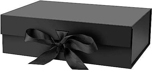 VRB Dec 1Pcs Multipurpose Gift Box Decorative Folding Paper Gift Box with Ribbon,gift box for packing,hamper boxes,gift boxes for Return Gifting,Storage,Engagement,Wedding(1 Pcs Black Rigid Box)
