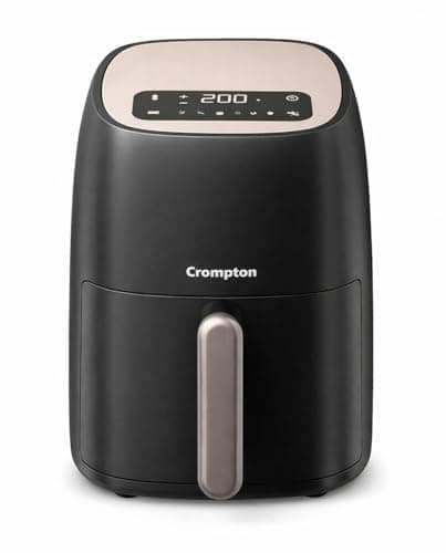 Crompton Ameo 4.2L Digital Air Fryer | 1400W Quick Fry Technology | Oil-Free Healthy Cooking | Super Helix Heating Element | Digital Display with Indian Preset Menus | Black (Without Window Display)