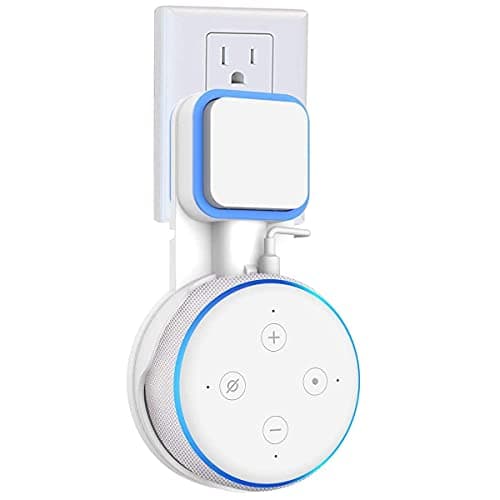 JERN® Wall Mount Hanger Holder for Dot 3rd Gen, Compact Bracket Case Plug and Built-in Cable Management for Kitchen Bathroom, Bedroom (White)