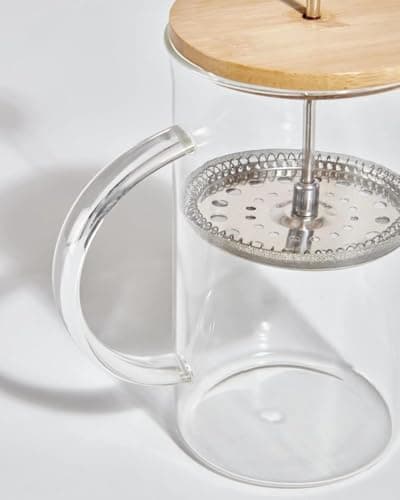 GRILIX 800ml French Press Coffee Maker I Wooden Lid and Cork Base | Premium Heat Resistant Borosilicate Glass I Stainless Steel Filter Mesh [Pack of 1] 4