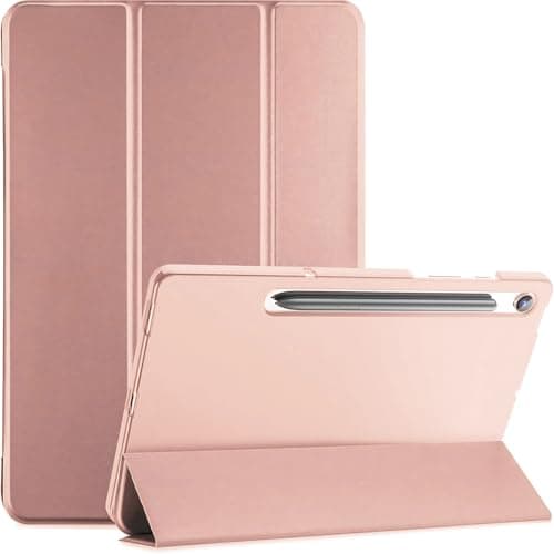 MOCA Smart Case for Galaxy Tab S10 Lite 10.9 / S10 FE / S9 FE/Tab S9 11", Slim Tri-Fold Stand Cover, Clear Back, S Pen Charging, Auto Wake/Sleep (Rose Gold)