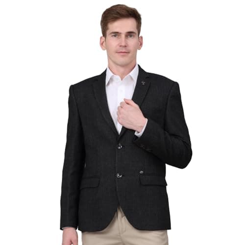 Cantabil Checkered Grey Full Sleeves Notch Lapel Formal Blazer for Men | Formal Blazer for Men | Men Blazer for Formal (MBZF00136_Charcoal_38)