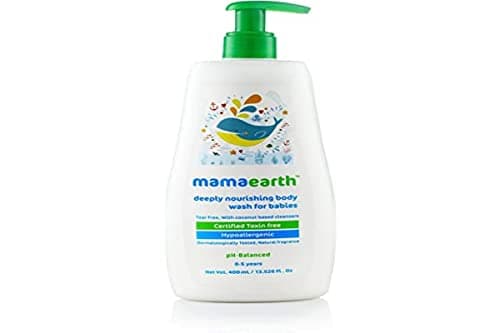 Mamaearth Deeply Nourishing Body Wash For Babies - 400 ml | Infused with Coconut Oil, Orange Essential Oil & Aloe Vera Extract | Deeply Nourishing | Tear-Free Cleanser