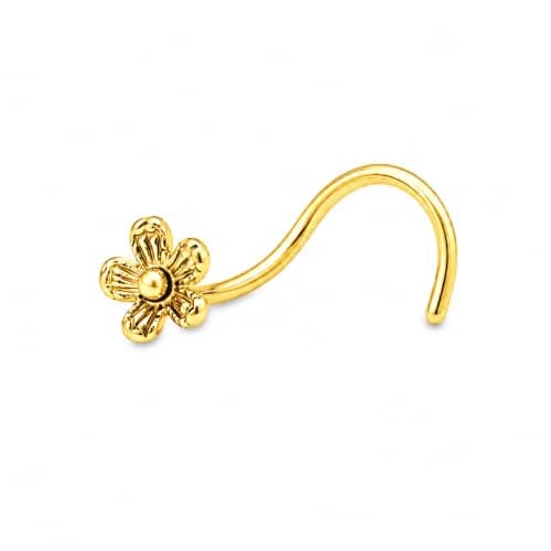 Flâneur Global Oxidised Silver Flower Nose Pin, Clip-on No Piercing, Floral Boho Style, Ethnic Traditional Nose Jewellery for Women Flaneur Global (gold plated)