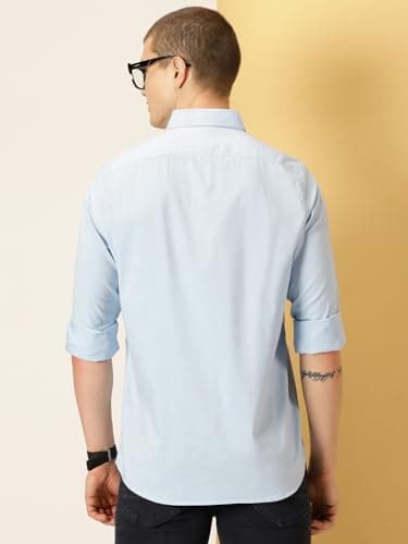 Thomas Scott Men's | Solid | 100% Cotton | Regular Fit | Button Down Collar | Casual | Shirts for Men's (Available in Plus Size)(CCSH013_SkyBlue) 4