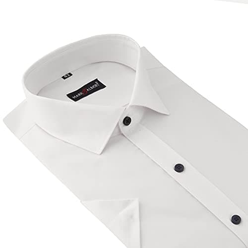 MARK & ALBERT Men's Half Sleeves Cotton Formal Slim Fit Shirt White, 40 2