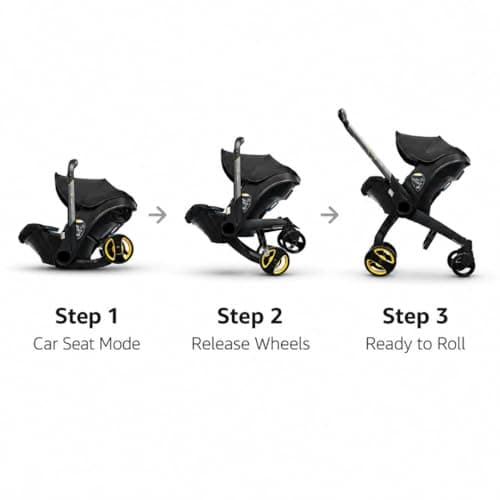 OBABY Car Seat/Travel Stroller/Convertible/Adjustable seat/ 5 Point Safety Harness/Ergonomic/Foldable seat/Multi-Position Stroller for New Born and Toddler (Pitch-Black) 4