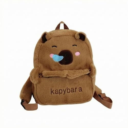 MERISHOPP��Embroidered Capybara Soft Backpack Front Pocket Soft Capybara Backpack Top Handle Brown Tan, Snot|Toys & Hobbies|Beanbag Plush