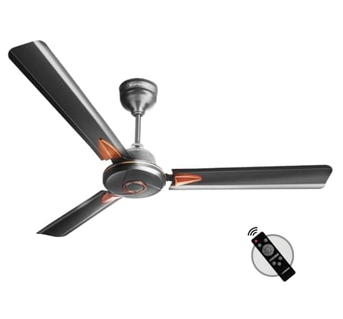 LONGWAY Aero 1200 mm BLDC Ceiling Fan with Remote Control | BEE 5 Star Rated Energy Efficient | Ultra High Speed 3 Blade Anti-Dust Decorative Ceiling Fan | 3 Years Warranty (Smoked Brown, Pack of 1)