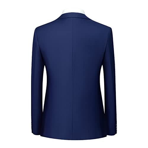 Maiyifu-GJ Men's 3 Piece Solid Color Suit Set Single Breasted Slim Fit Jacket Vest Pants Business Wedding Prom Blazer Sets (Dark Blue 1,X-Large) 2