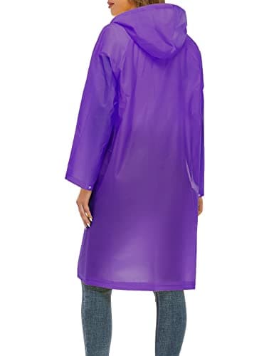 Clear Raincoat Waterproof Rain Poncho Reusable Unisex for Women Hooded Long Rain Cape Puprle X-Large 5