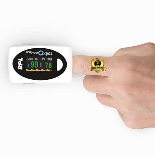 BPL Medical Technologies Smart Oxy 04 Tip Pulse Oximeter |High Accuracy|SPO2|Perfusion Index|OLED Display|Heart Rate - White