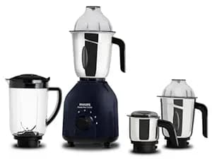 Philips Plastic Hl7714/01, 1000 Watts Powerpro Motor Mixer Grinder, 4 Jars (Azure Blue), Edged Blade Made Of Superior Ss304 Material, Quick Cool Ventilation For Longer Motor Life
