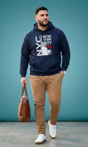 THE SOUTH STORE Vannguard Mens Navy Full Sleeve Graphic Printed Fleece Hooded Sweatshirt | 2XL,3XL,4XL,5XL Size Hoodies Sweatshirt | Plus Size Winter Wear | USA 3