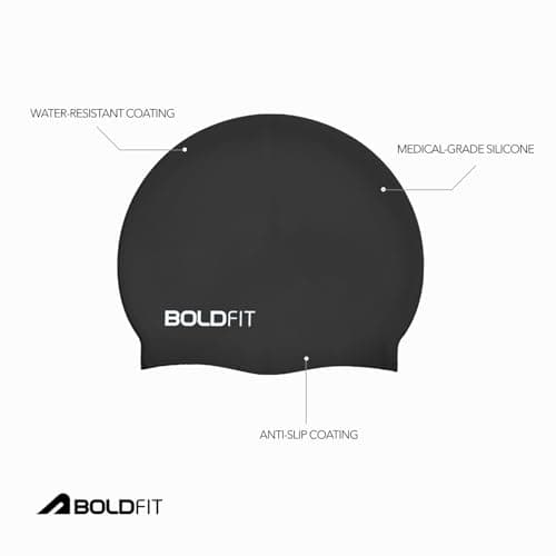 Boldfit Swimming Cap & Goggles Set for Men & Women - Silicone Cap & Anti-Fog Goggles - Black 5