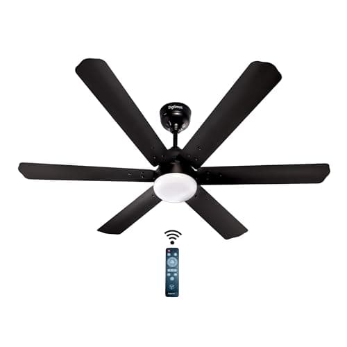 DIGISMART Autum Hexa 1200mm BLDC Ceiling Fan | 6 Blade | 28W | 5 Star | Remote, LED Light, Timer | Smoke Brown | Pack of 1